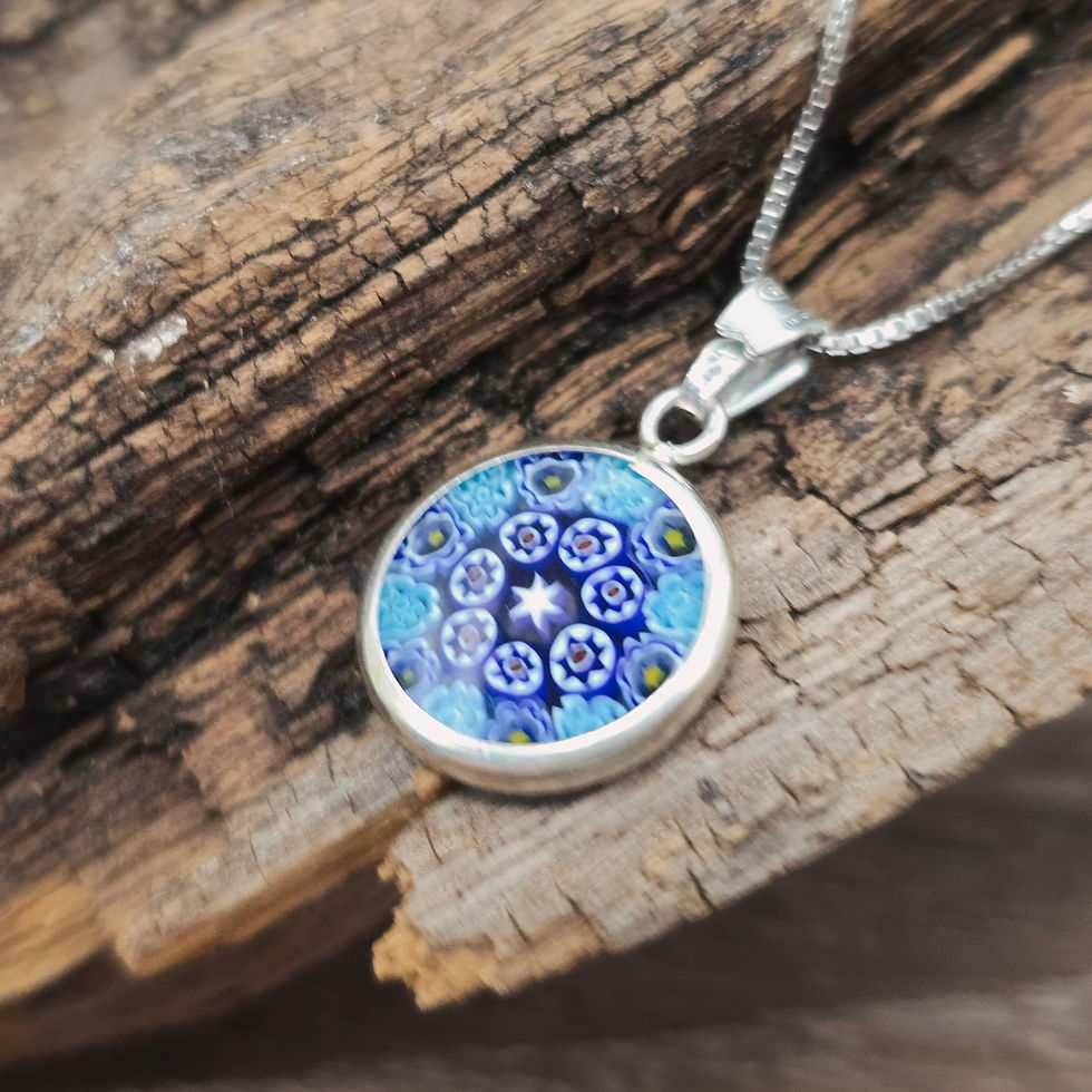 Miniaturbild: Muranoglas Kette Mille Flori in Blautönen