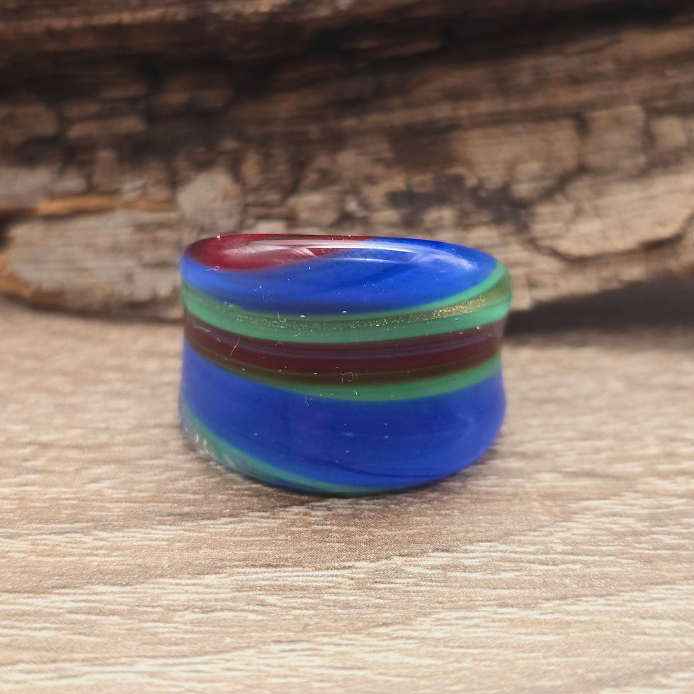 Miniaturbild: Murano Glasring in  blau, grün mit rot Gr. 18