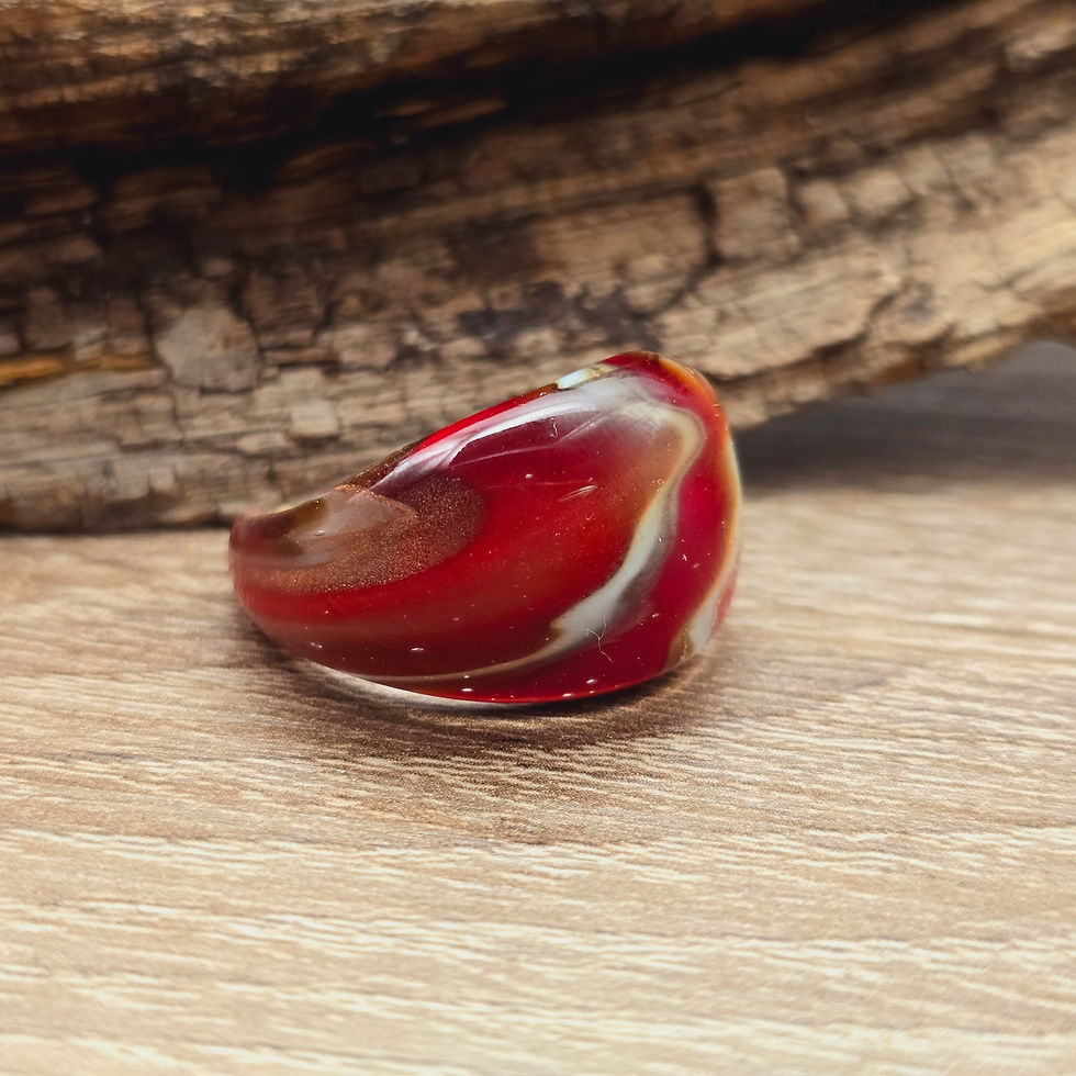 Miniaturbild: Murano Glasring in sattem rot, grau mit braun Gr. 20
