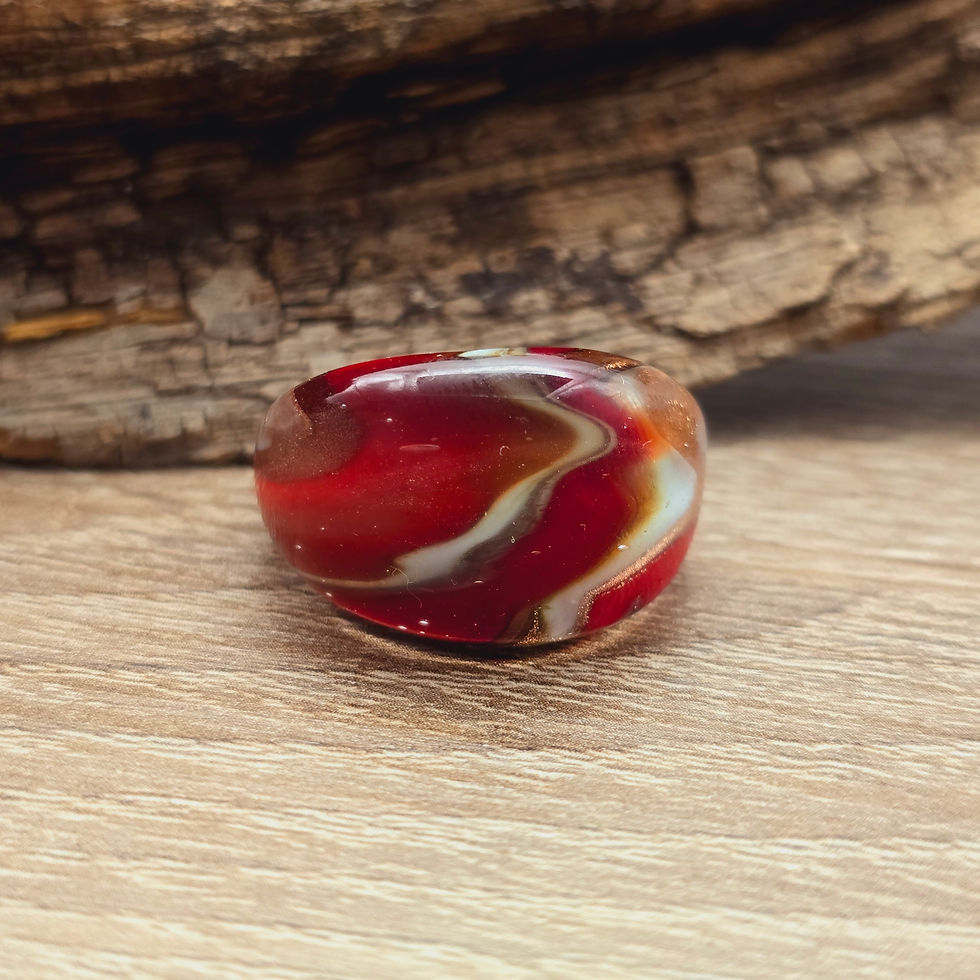 Miniaturbild: Murano Glasring in sattem rot, grau mit braun Gr. 20