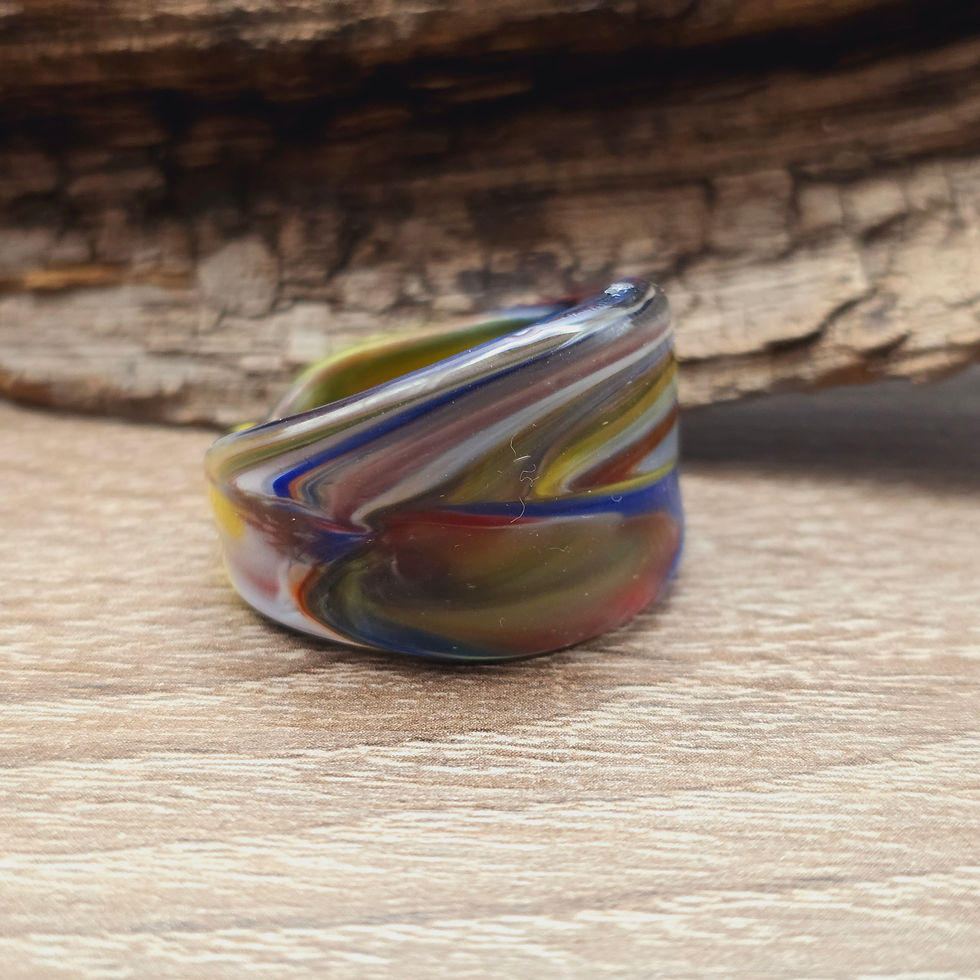 Miniaturbild: Murano Glasring in grün, grau. blau bunt Gr. 22