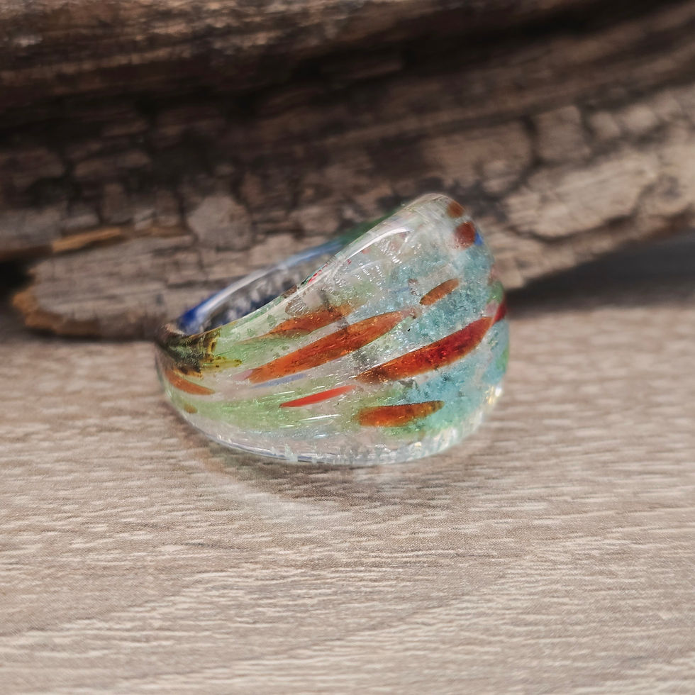 Miniaturbild: Murano Glasring in Silber mit blau, rot, grün changierend Gr. 20