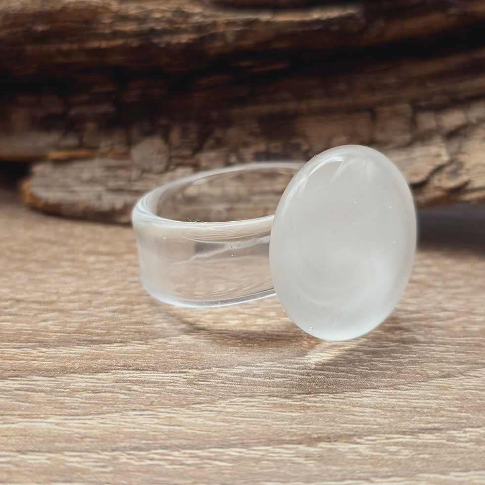 Miniaturbild: Murano Glasring uni weiß auf transparenter Ring Gr. 22