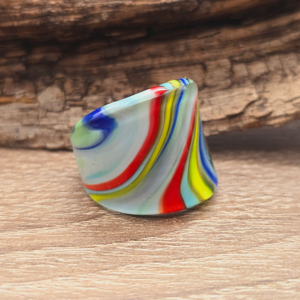 Miniaturbild: Murano Glasring in gelb mit rot und blau bunt Gr. 18