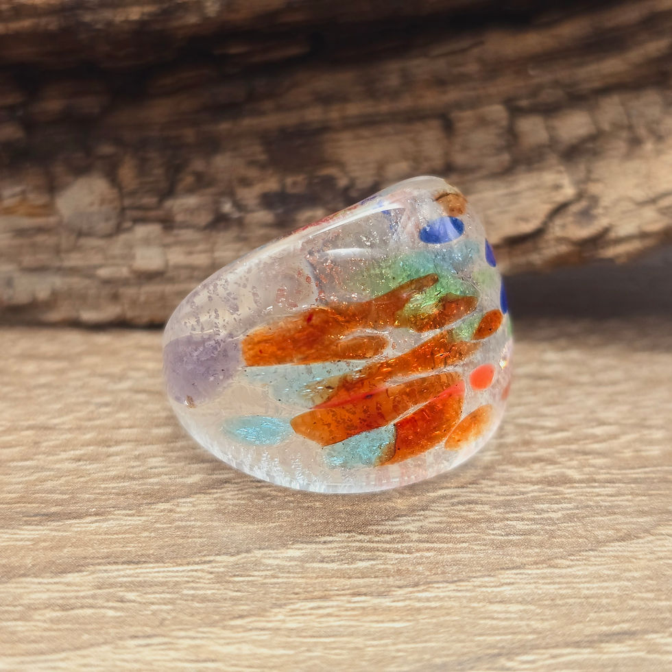 Miniaturbild: Murano Glasring in rot, blau und grün mit Blattsilber Gr. 18