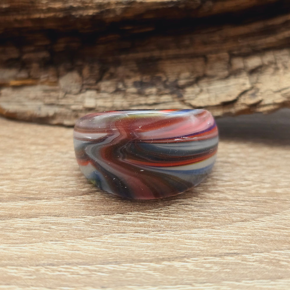Miniaturbild: Murano Glasring in rot mit grau bunt Gr. 22