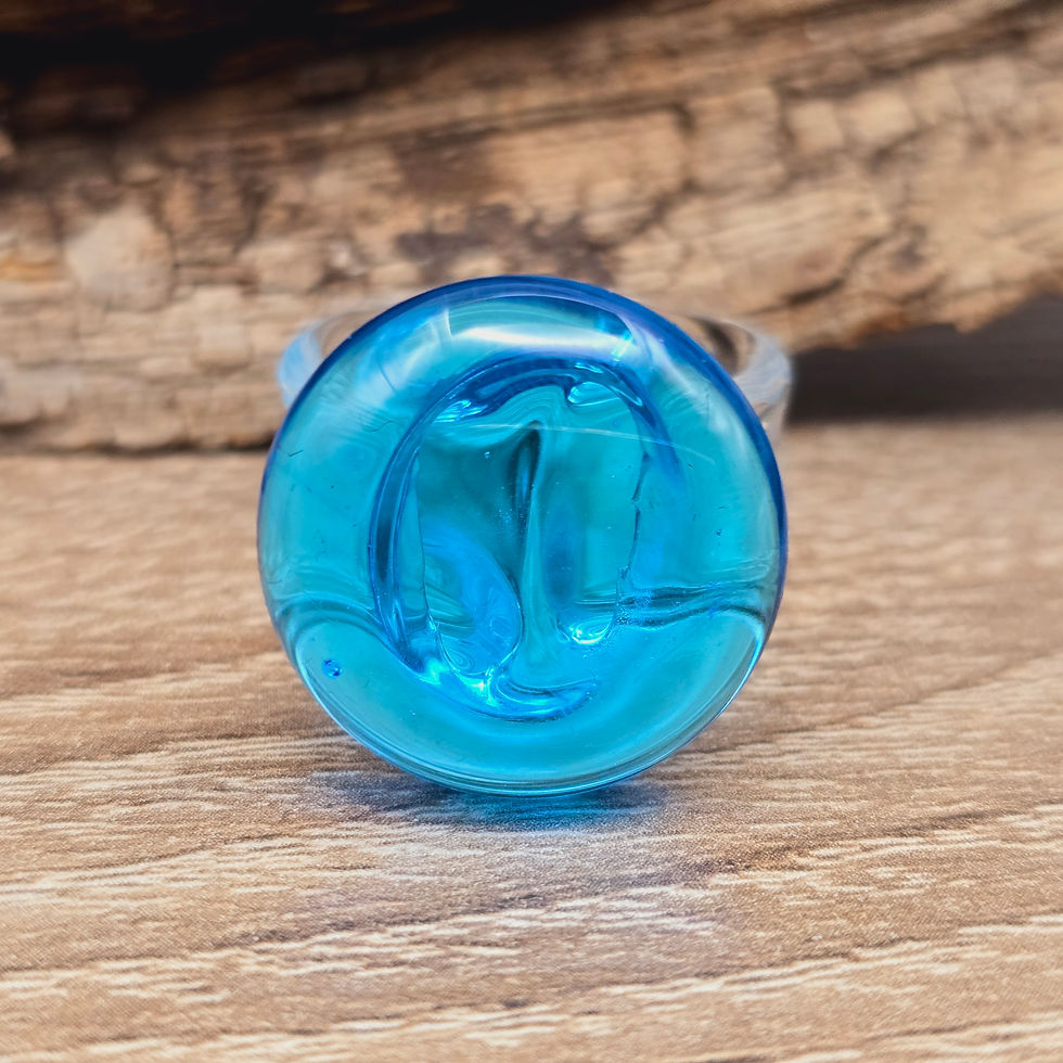 Miniaturbild: Murano Glasring in uni leuchtend blau mit Transparentem Ring Gr. 20