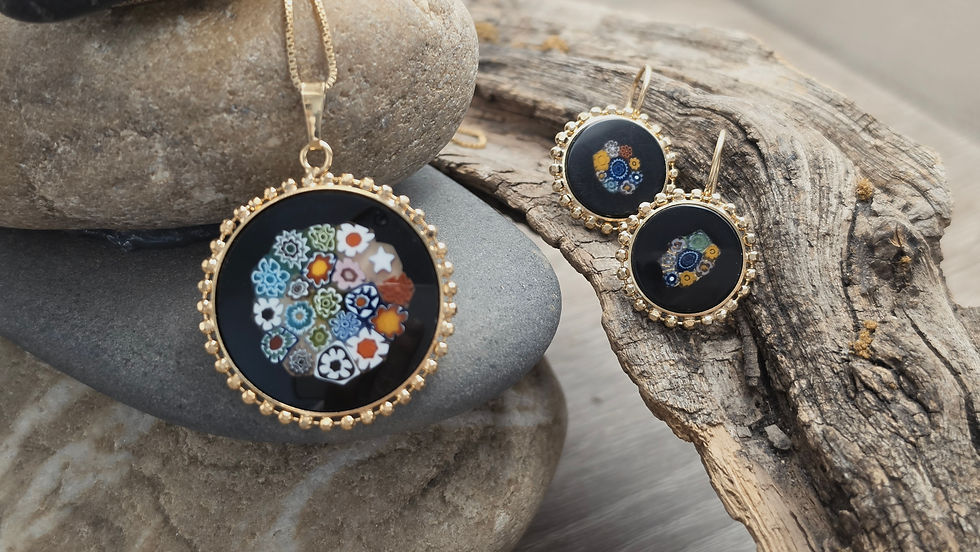 Schmuck-Set Muranoglas Millefleurs