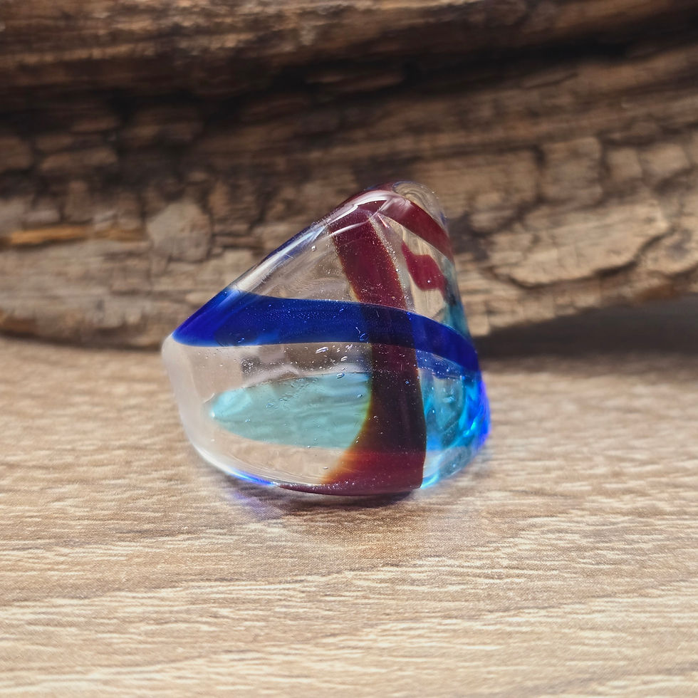 Miniaturbild: Murano Glasring in blau, pflaume auf transparent Gr. 18
