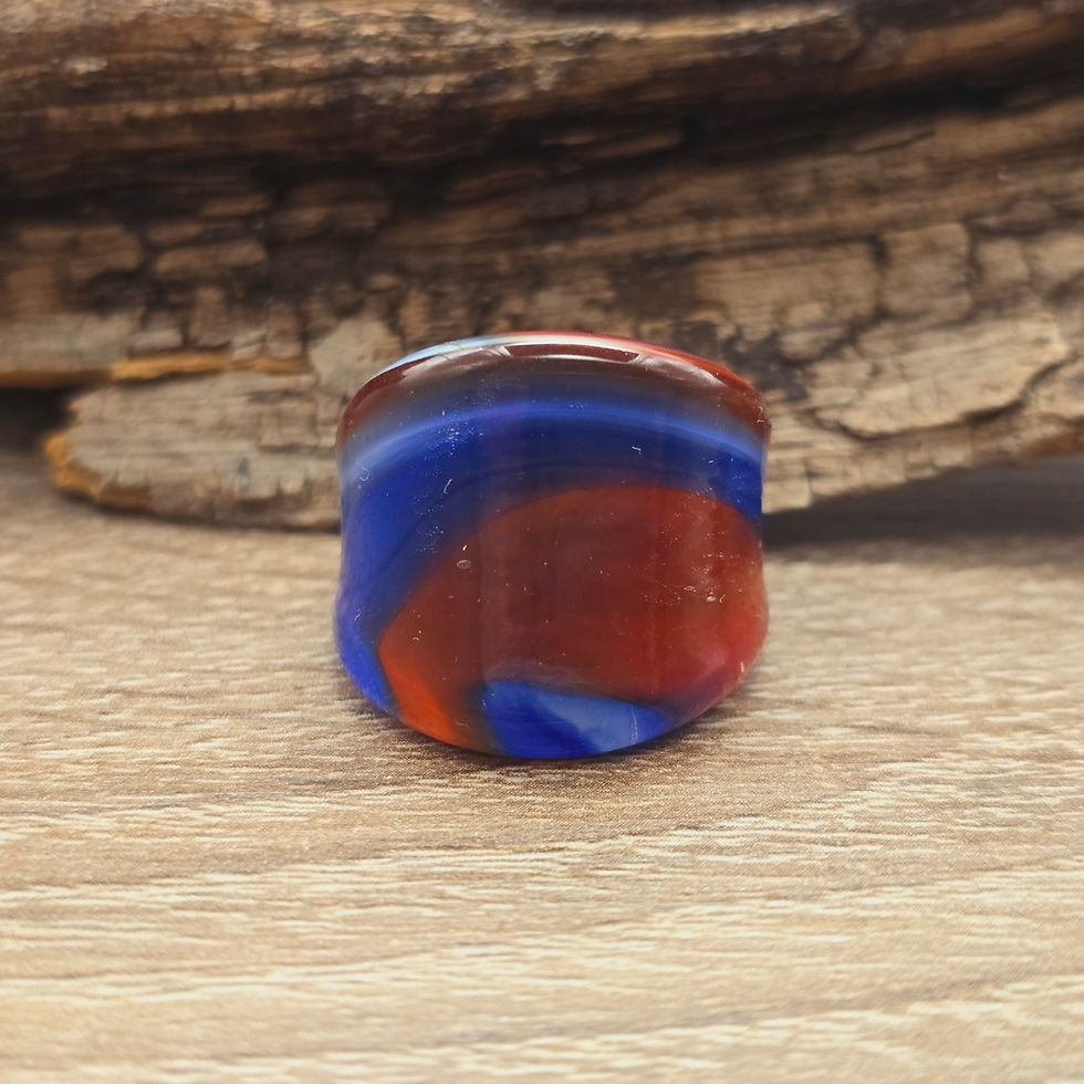 Miniaturbild: Murano Glasring in blau mit rot und grau changierend Gr. 18