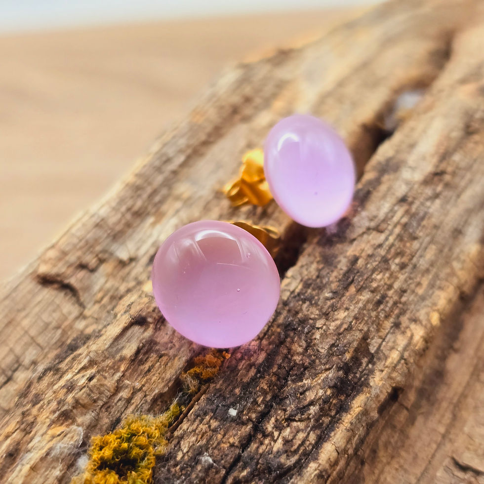 Miniaturbild: Murano Glas Ohrstecker, Perle in hell rose changierend 