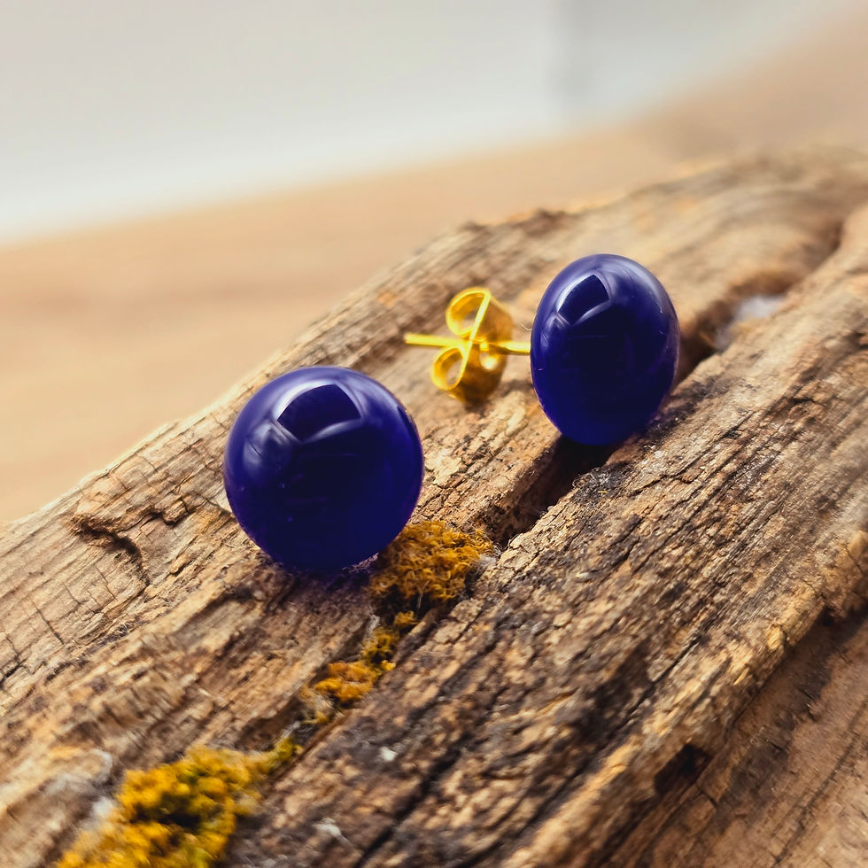 Miniaturbild: Murano Glas Ohrstecker, Perle in nachtblau changierend