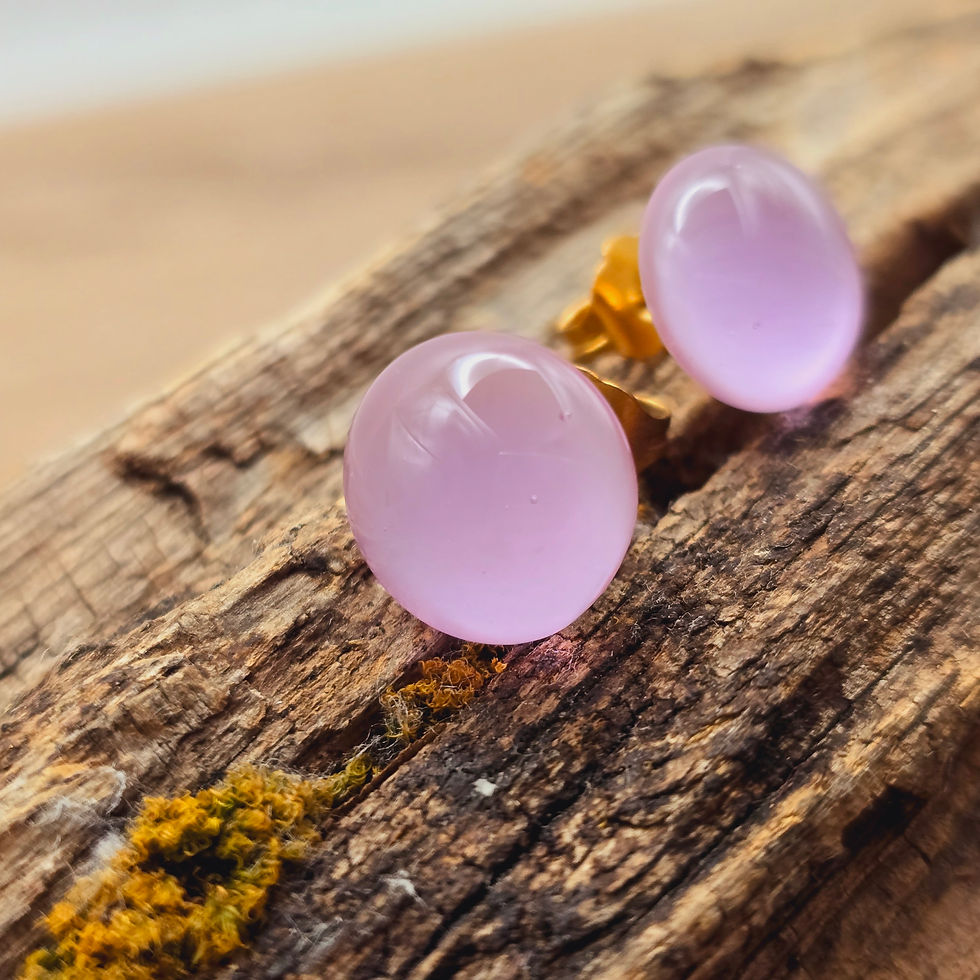 Miniaturbild: Murano Glas Ohrstecker, Perle in hell rose changierend 
