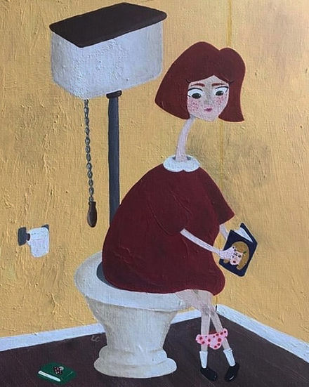 "Awkward Girl on Toilet"
Acrylic on Canvas Board
8"x10"