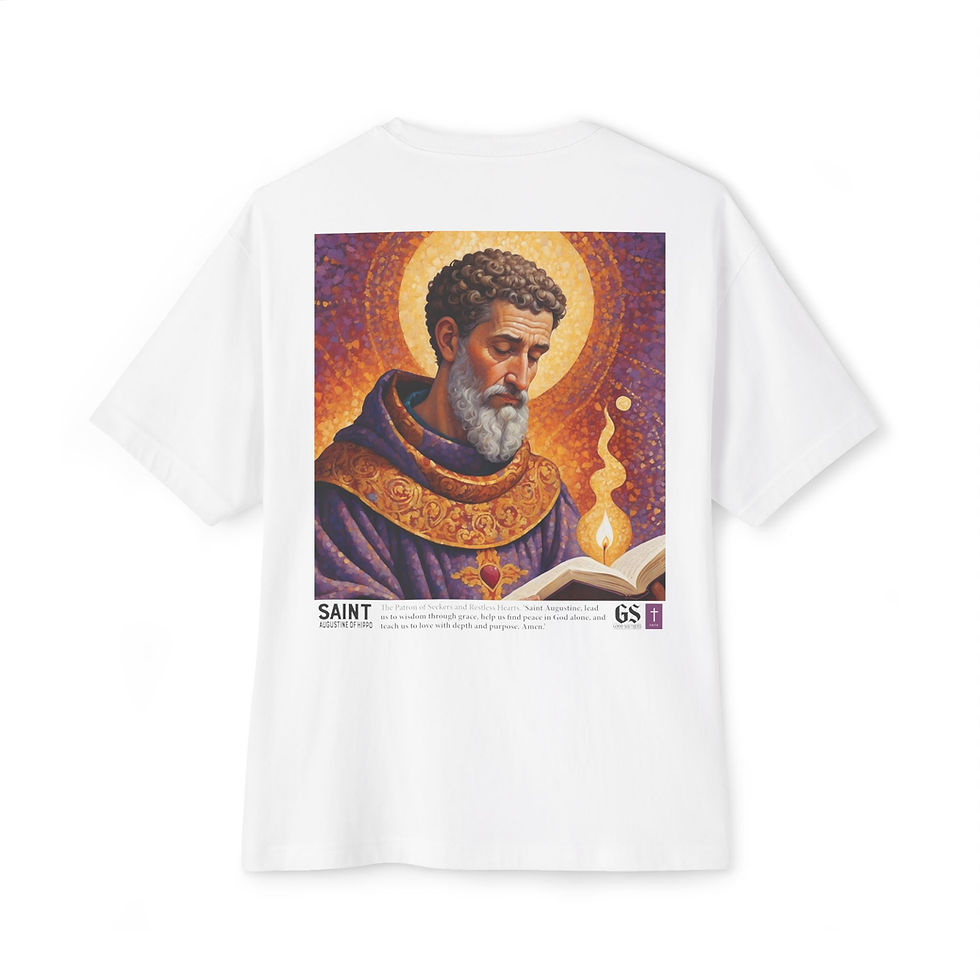 Saint Augustine of Hippo – Patron of Seekers | Oversized Unisex Boxy Tee