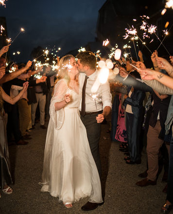 wedding couple sparkler walk
