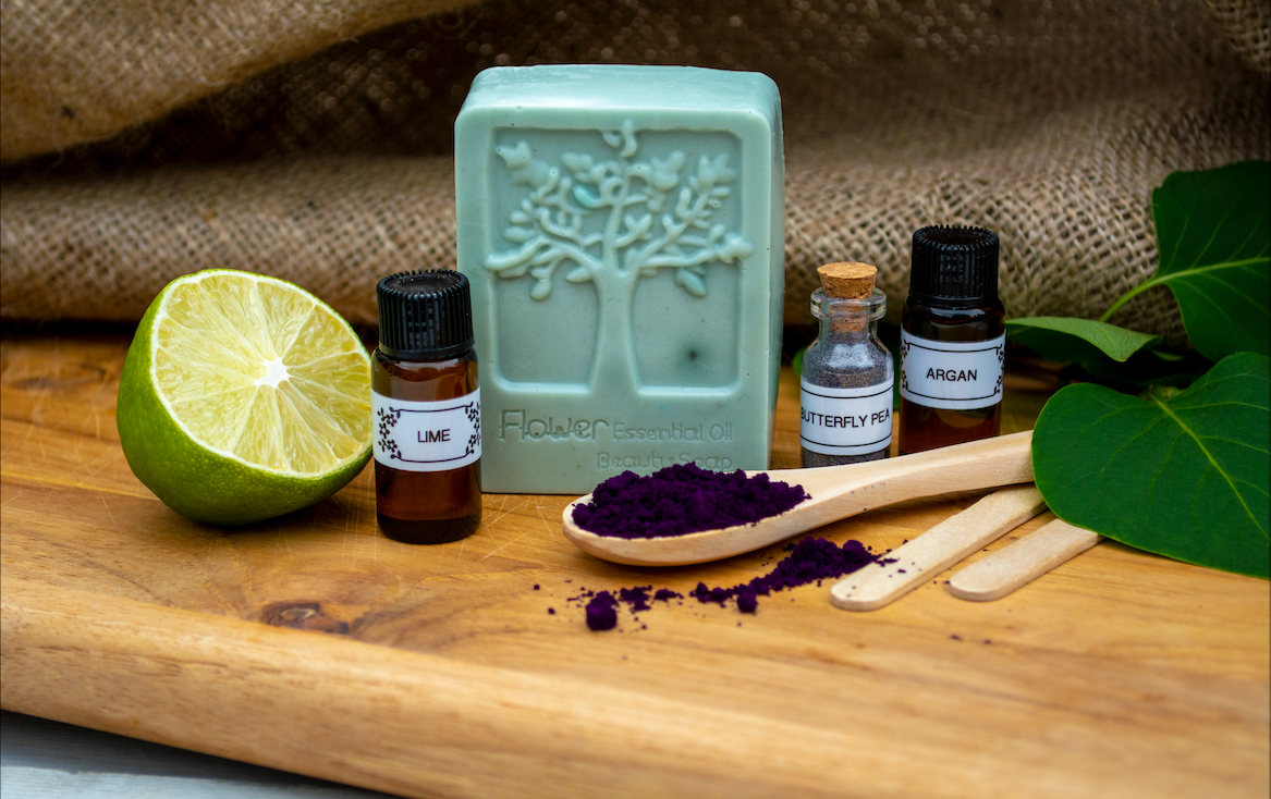 Lime, Argan & Butterfly Pea Flower Soap Making Kit