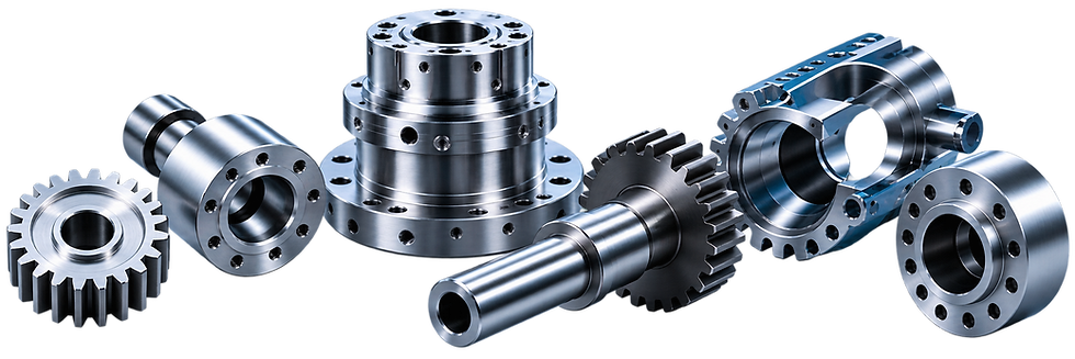 Precision machined gears, shafts and metal components