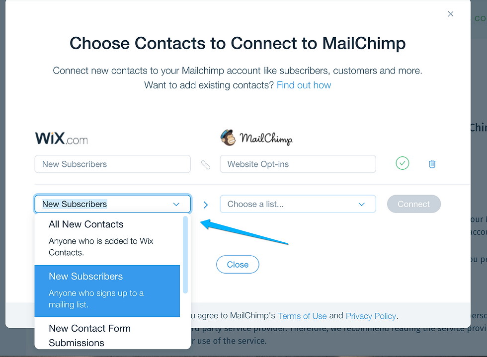 Marketing integrations, wix marketing integrations, shaka designs, wix dashboard, wix mailchimp integration