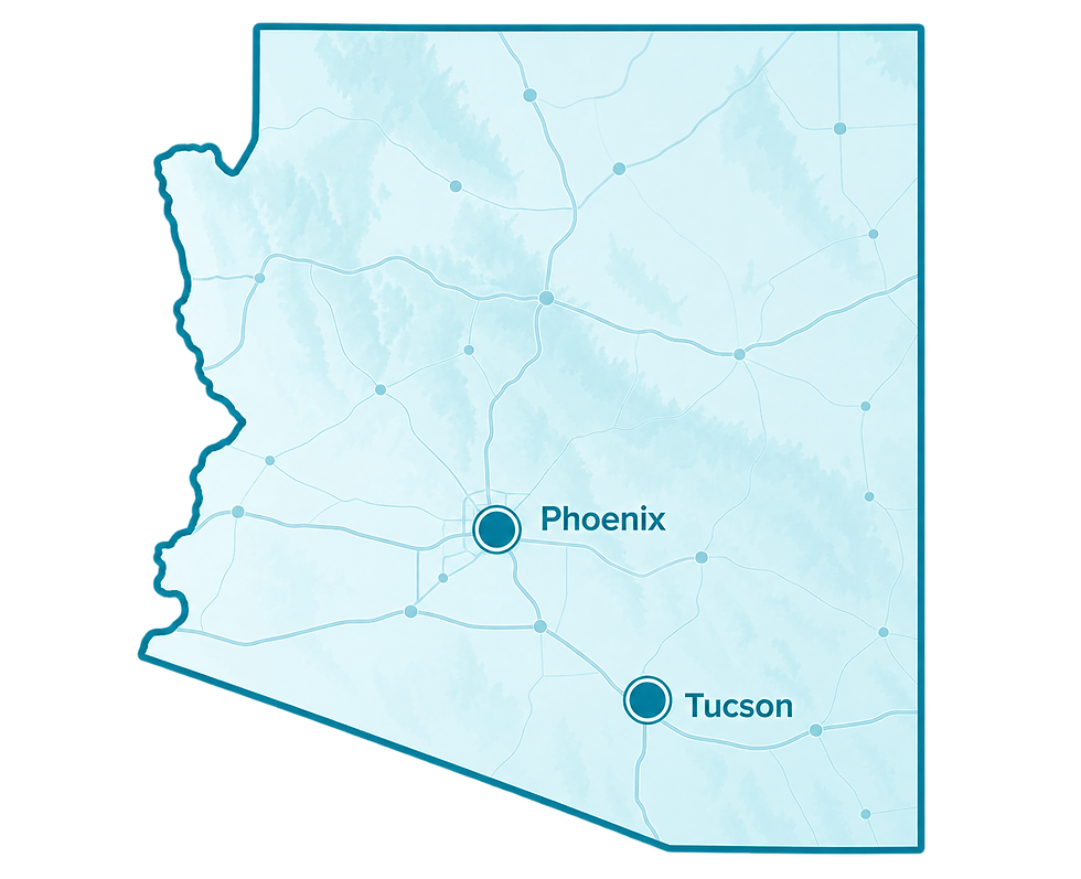 Arizona service area map showing Responsive MFG support across the state