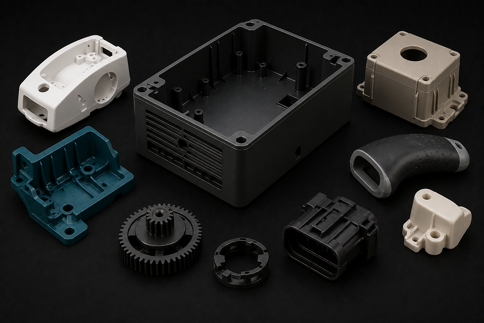 Custom injection molded plastic components and housings