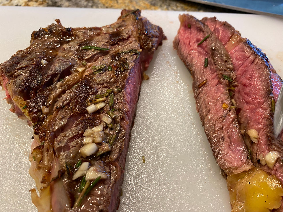 MGF grass-finished steak, med-rare