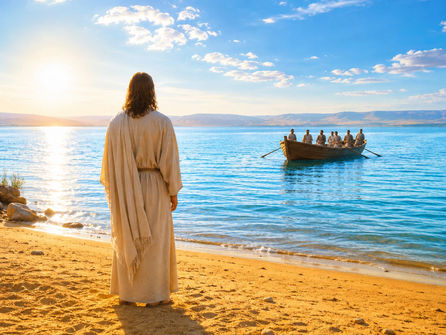 Johannes 21,4: "Als es schon Morgen wurde, stand Jesus am Ufer"