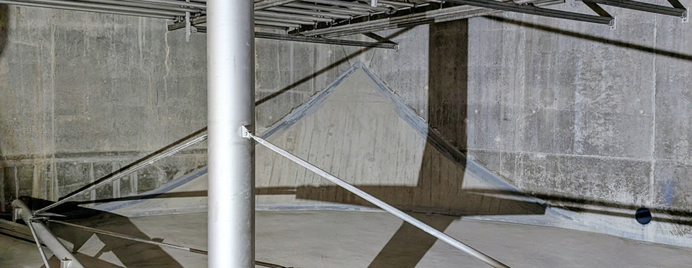 Clarificateur lamellaire vu par le dessous.