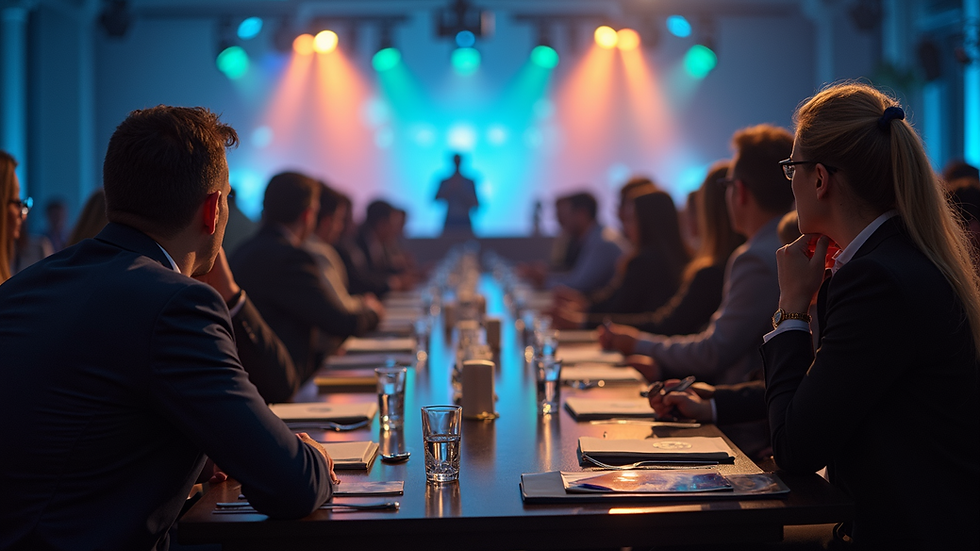 Eye-level view of a corporate event setup