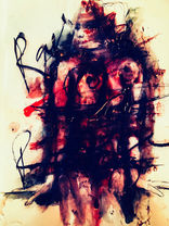 Rage - Peinture - Rouge - Femme - Cri - Noir