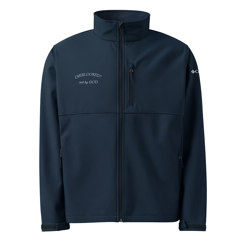 Thumbnail: Columbia soft shell jacket (overlooked? not by God) grey print