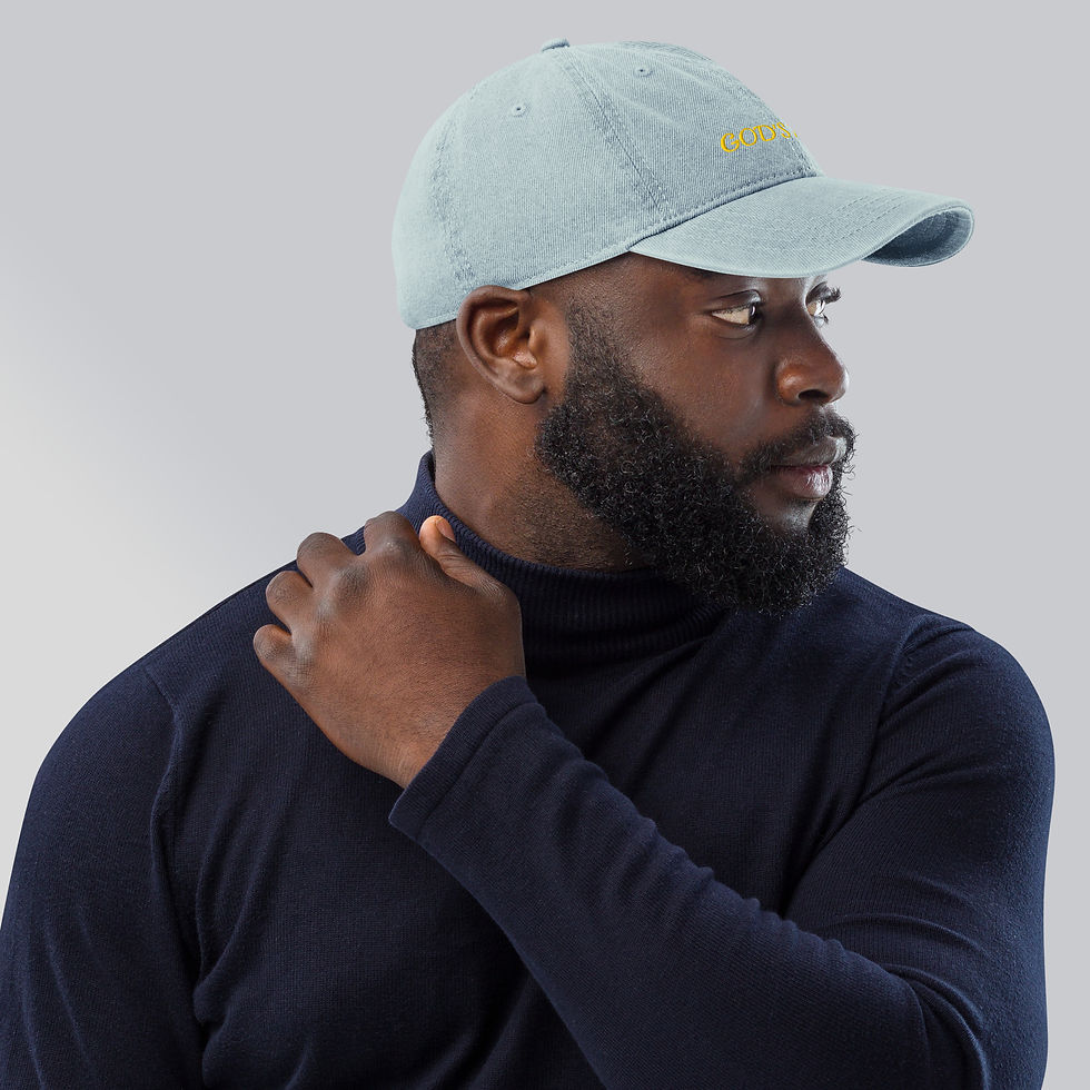Thumbnail: Denim Hat (GOD'S HEIR) gold print