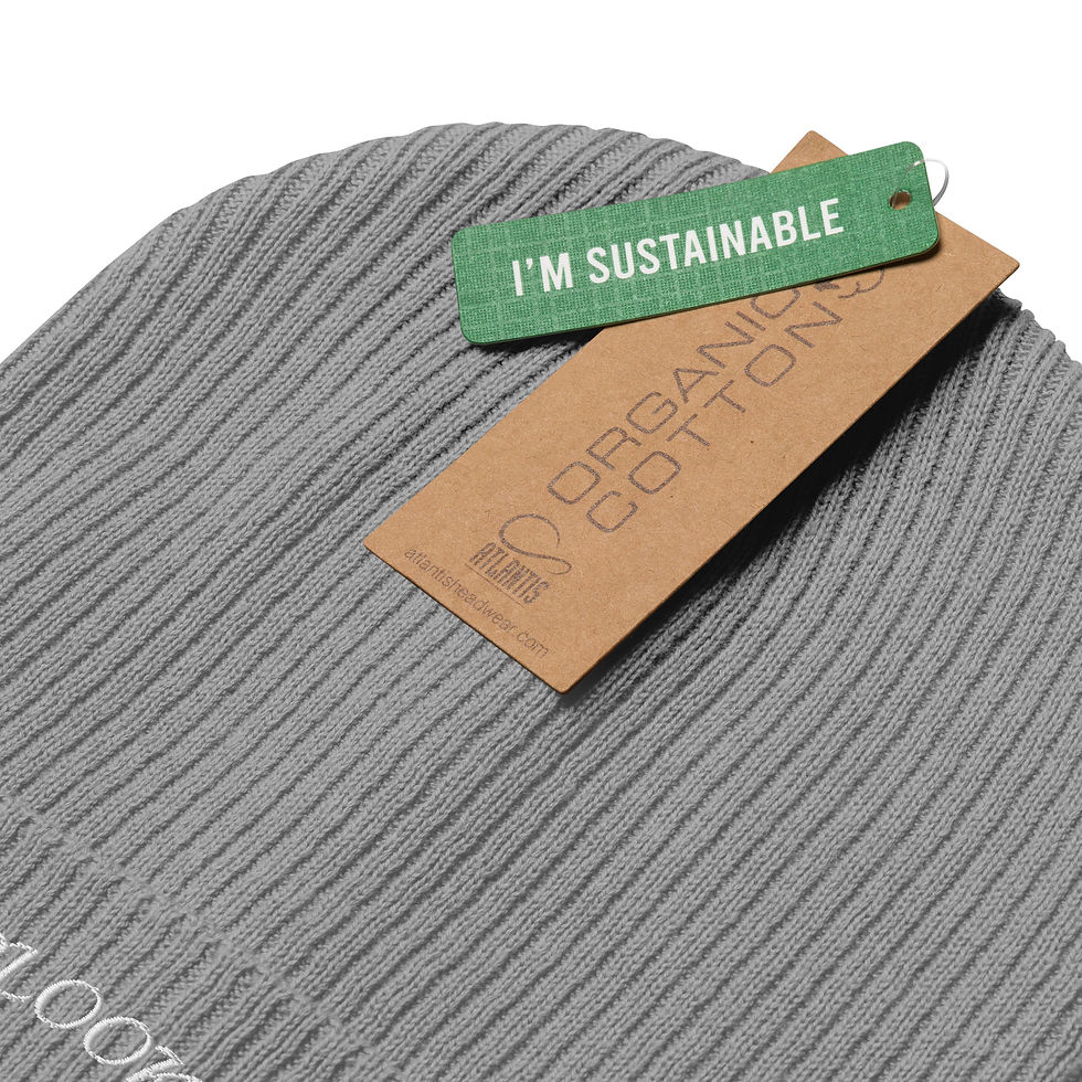 Thumbnail: Organic ribbed beanie (overlooked? not by God) white print