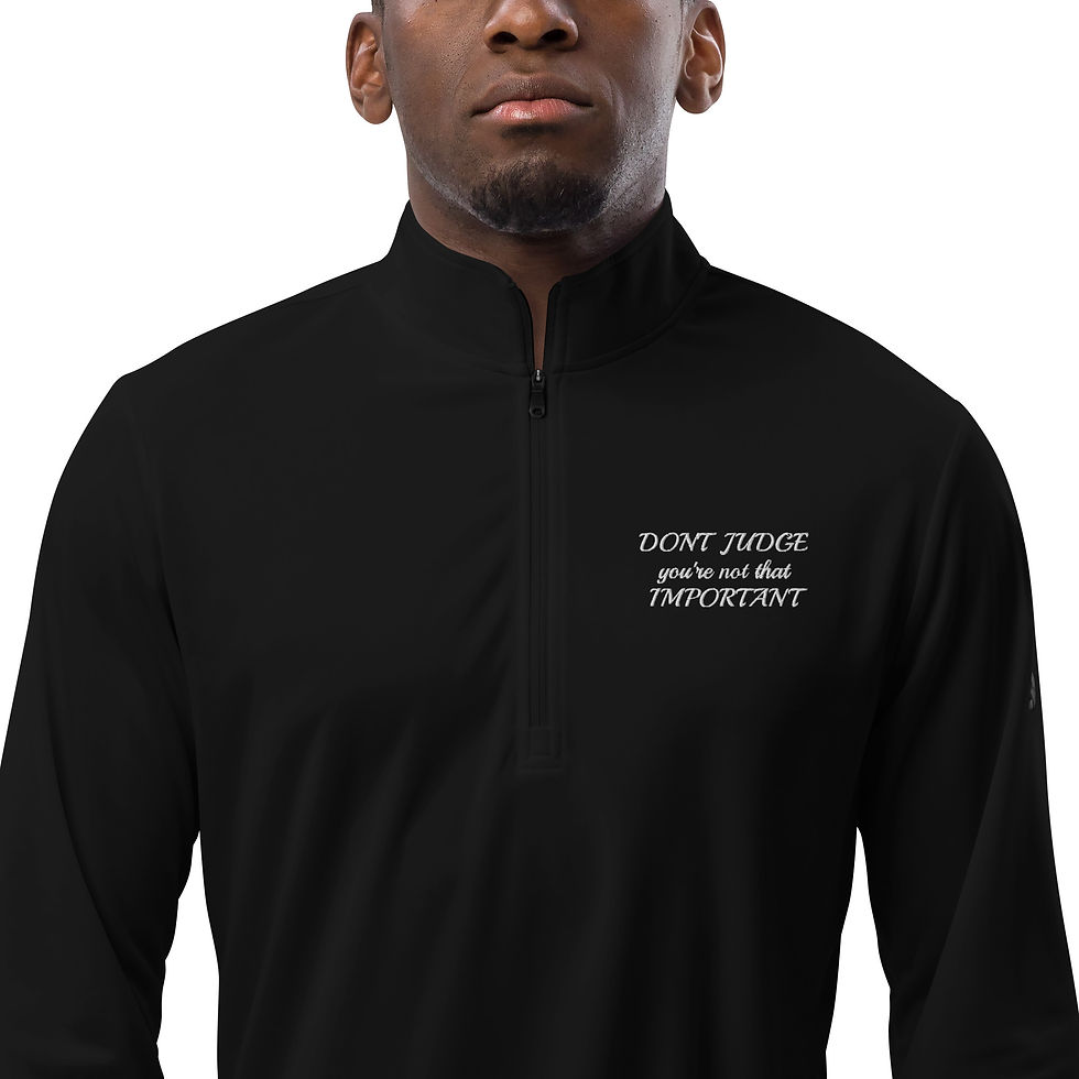 Thumbnail: Quarter zip pullover (Don't judge you're not that important) grey print