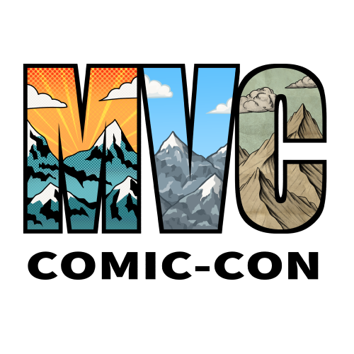 MVC Comic Con logo. Featuring mountains in varying artistic styles.