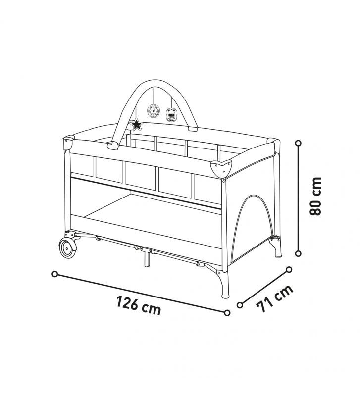 Thumbnail: Asalvo Duo Travel Cot Giraffe Pink
