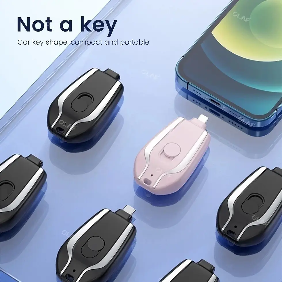 Miniatura: Kit 2 Carregador Porta-chaves Portátil | 1500mAh Ultra Compacto Mini Tipo-c