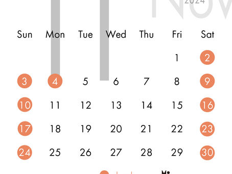 11月の定休日のお知らせ