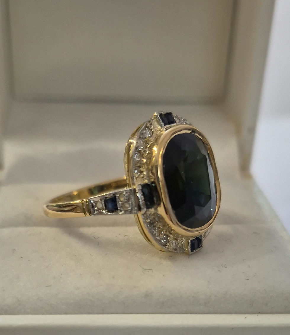 Miniature : Bague art déco saphirs diamants