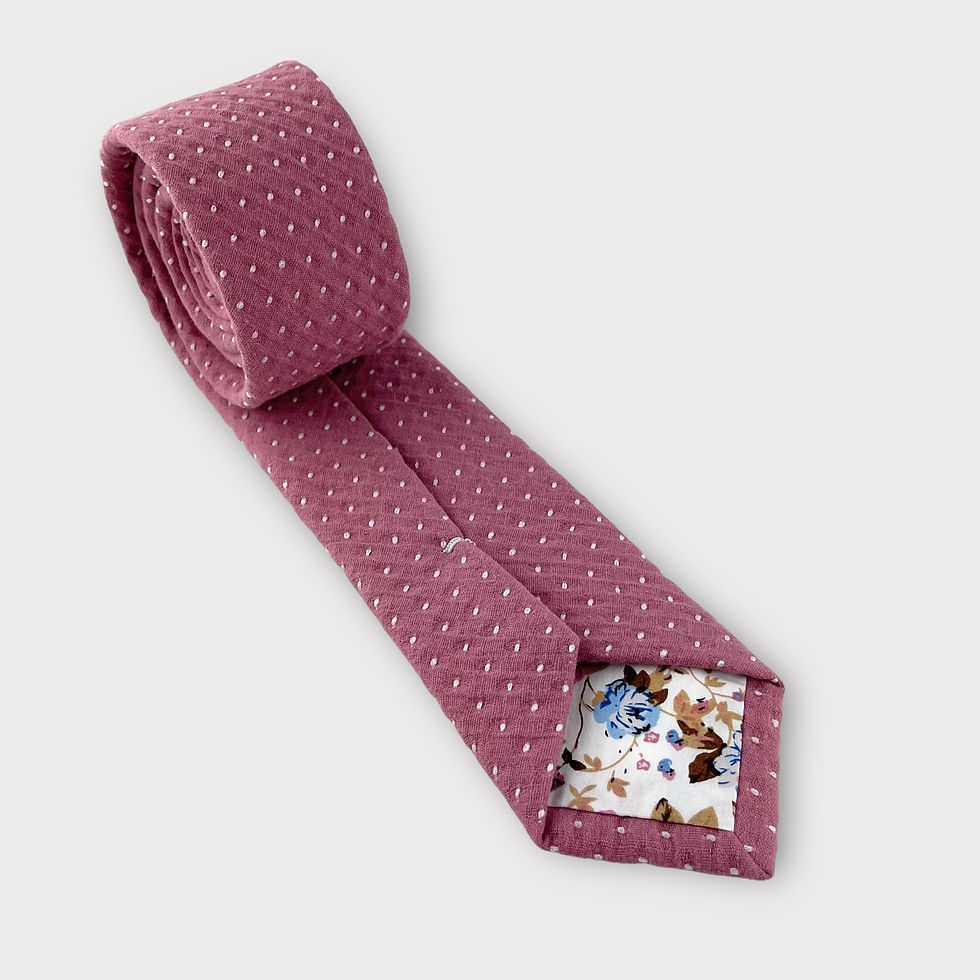Thumbnail: Men’s Dusty Pink Slim Necktie & Floral Pocket Square Set