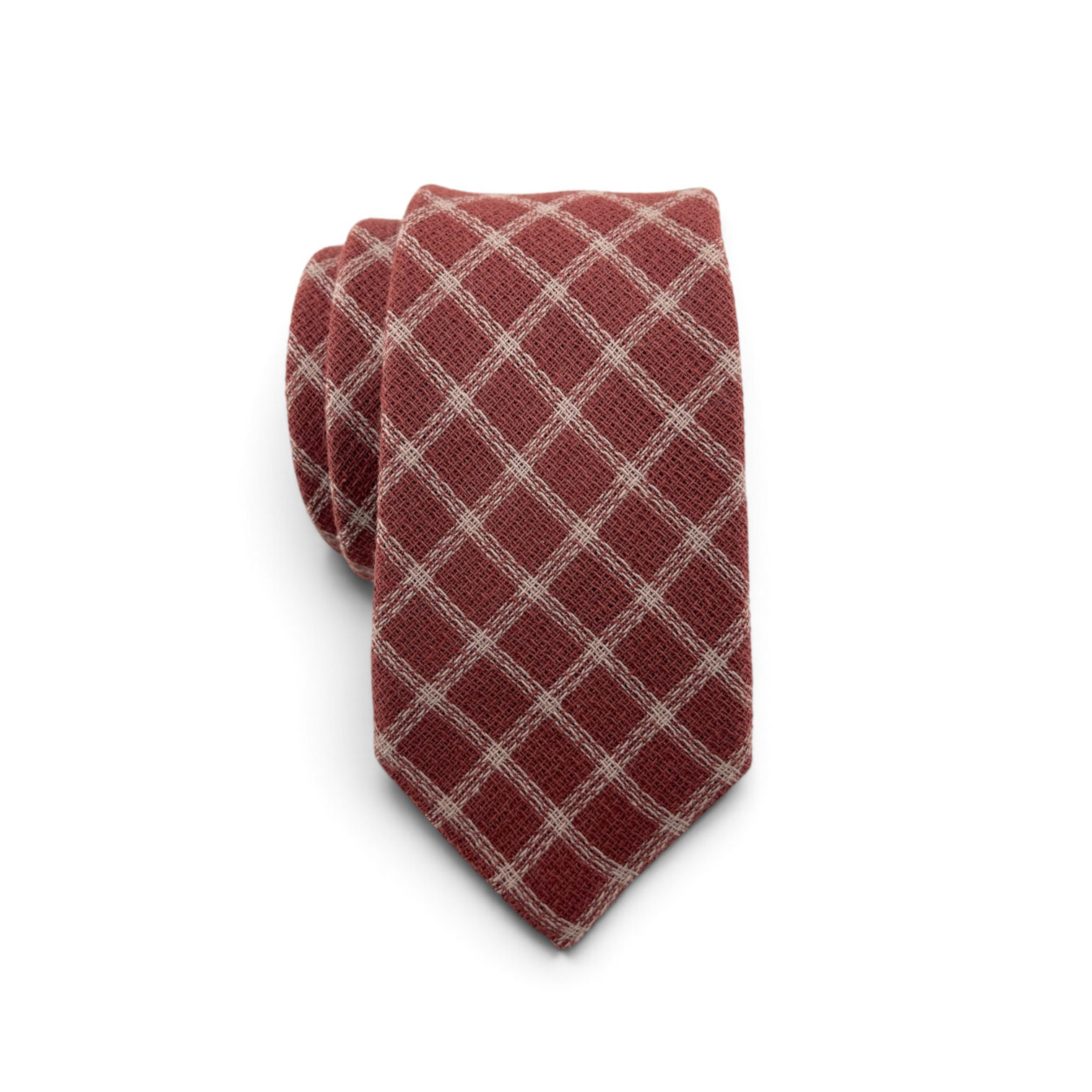 The Basketweave Necktie (Mahogany Red)