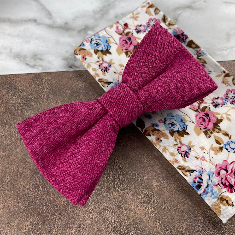 Thumbnail: Magenta Velour Necktie & Watercolor Floral Pocket Square