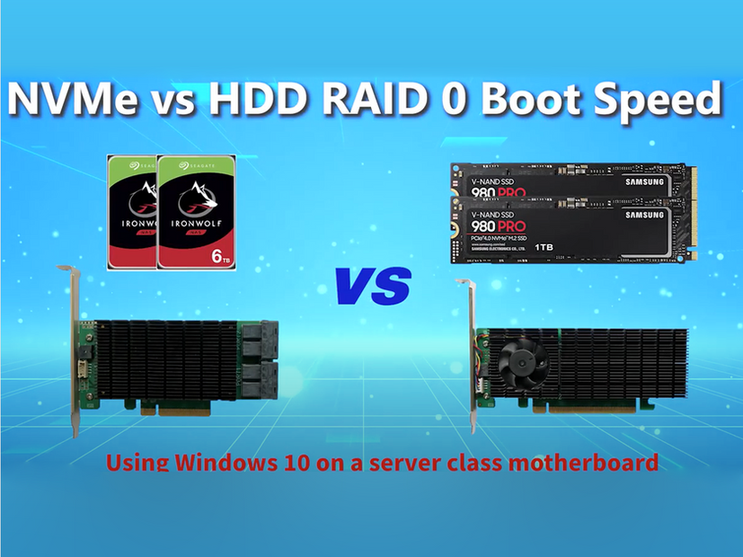 NVMe vs HDD RAID 0 Windows 10 Boot performance on a Server Motherboard