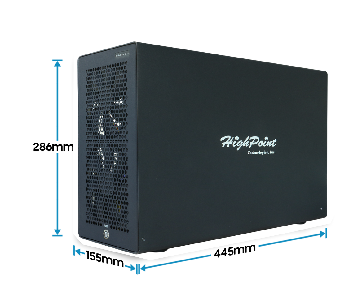 RocketStor 8631CW PCIe Gen4 x16 eGPU Expansion Chassis left side profile view