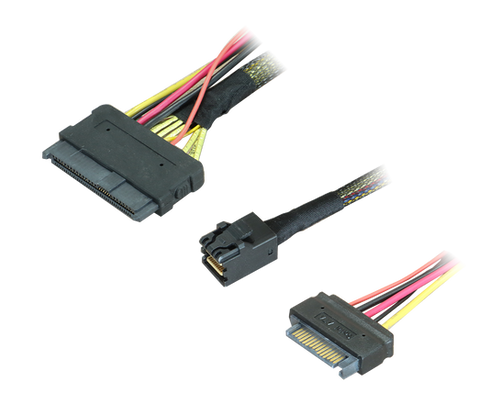 8643-8639-100 SFF-8643 to U.2 SFF-8639 cable with 15-pin SATA