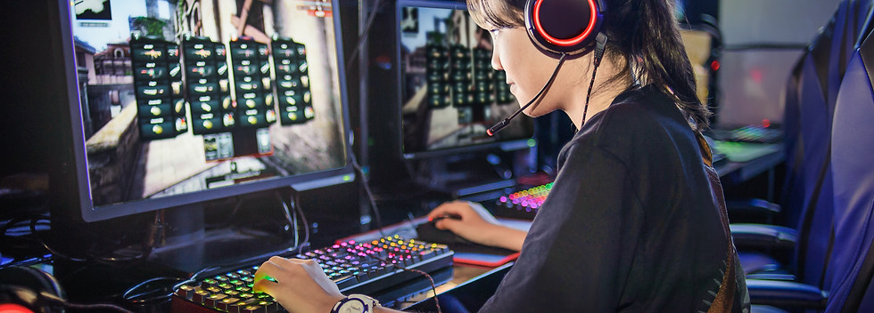 Young Girl Playing Computer Games
