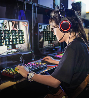 Young Girl Playing Computer Games
