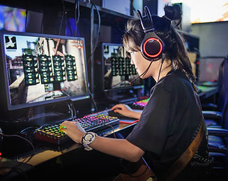 Young Girl Playing Computer Games