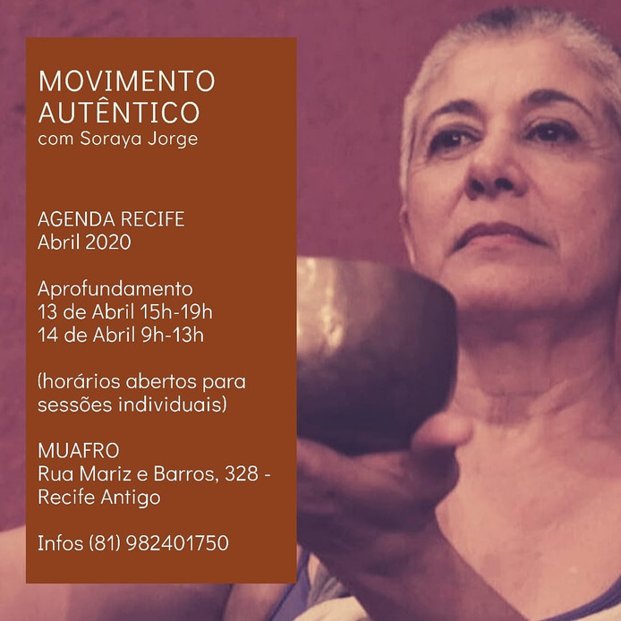 AGENDA Recife 2020
Movimento Autêntico com Soraya Jorge