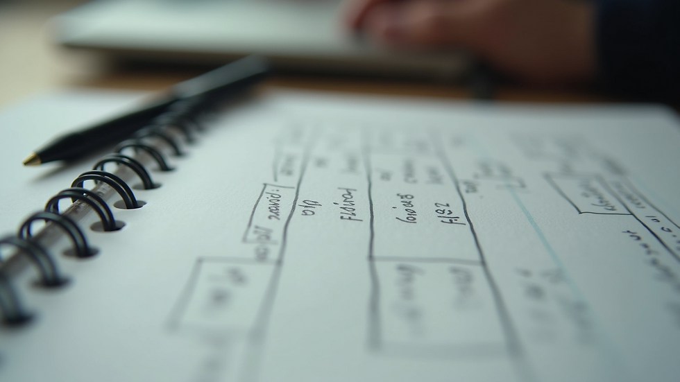 Close-up view of a student’s notebook with detailed notes and a pen